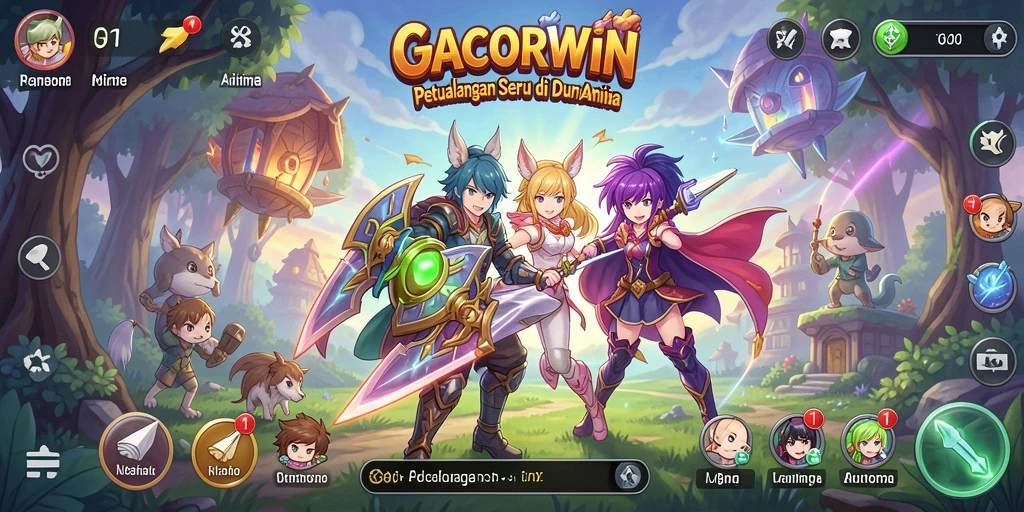 Screenshot utama GACORWIN menunjukkan aksi seru karakter Anime.