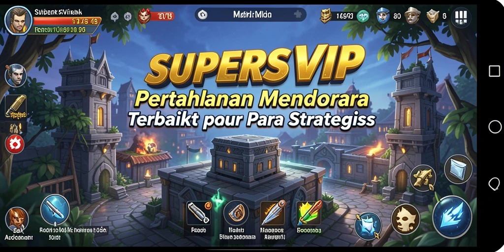 Menggambarkan skenario seru dalam gameplay Tower Defense SUPERSVIP.